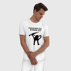 Пижама хлопковая мужская Counter strike 2 мем, цвет: белый — фото 2