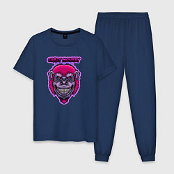 Пижама хлопковая мужская Purple crazy monkey, цвет: тёмно-синий