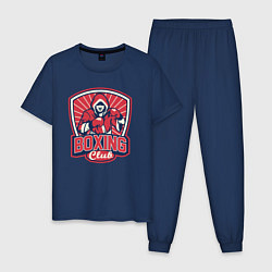 Пижама хлопковая мужская Club boxing, цвет: тёмно-синий