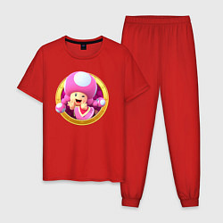 Пижама хлопковая мужская Тоад девочка значок, цвет: красный