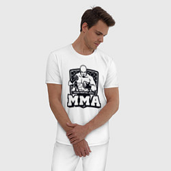 Пижама хлопковая мужская Mixed martial arts, цвет: белый — фото 2