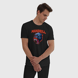 Пижама хлопковая мужская Мандрил, цвет: черный — фото 2