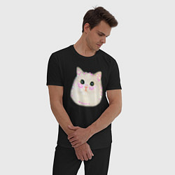 Пижама хлопковая мужская Котик мем люблю, цвет: черный — фото 2