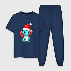 Пижама хлопковая мужская Маленький дракоша, цвет: тёмно-синий