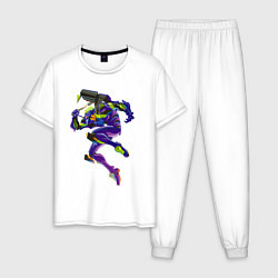 Пижама хлопковая мужская Био-робот евангелион 01, цвет: белый