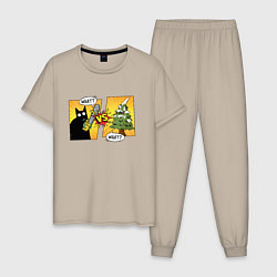 Мужская пижама Кот против елки