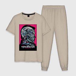 Пижама хлопковая мужская Terminator 1, цвет: миндальный