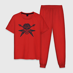 Пижама хлопковая мужская Skull rock, цвет: красный
