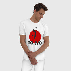 Пижама хлопковая мужская Волейбол в Токио, цвет: белый — фото 2