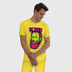 Пижама хлопковая мужская Позер зомби хипстер с бородой, цвет: желтый — фото 2