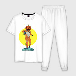 Пижама хлопковая мужская Space pumpkin, цвет: белый