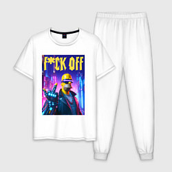 Пижама хлопковая мужская Homer Simpson - cyberpunk - gesture, цвет: белый