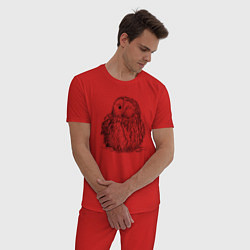 Пижама хлопковая мужская Сова подмигивает, цвет: красный — фото 2