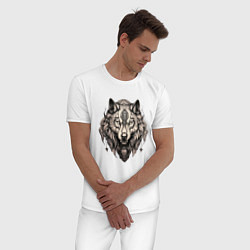 Пижама хлопковая мужская Волк с подвесками, цвет: белый — фото 2