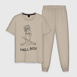 Пижама хлопковая мужская Bart hellboy Lill Peep, цвет: миндальный