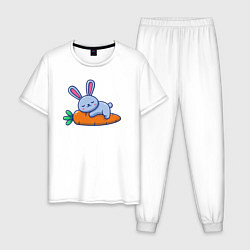 Пижама хлопковая мужская Морковный сон, цвет: белый