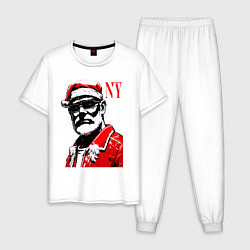 Пижама хлопковая мужская Cool Santa - portrait, цвет: белый