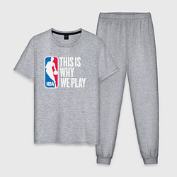 Пижама хлопковая мужская NBA вот почему мы играем, цвет: меланж