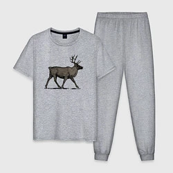 Пижама хлопковая мужская Северный олень в профиль, цвет: меланж