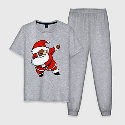 Пижама хлопковая мужская Santa dabbing dance, цвет: меланж