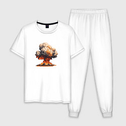 Пижама хлопковая мужская Ядерный взрыв, цвет: белый