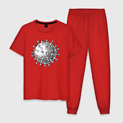 Пижама хлопковая мужская Частица вируса, цвет: красный