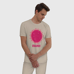 Пижама хлопковая мужская Pink virus, цвет: миндальный — фото 2
