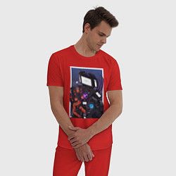 Пижама хлопковая мужская ТВ Мен со Спикерменом и Камераменом, цвет: красный — фото 2