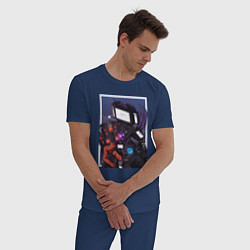 Пижама хлопковая мужская ТВ Мен со Спикерменом и Камераменом, цвет: тёмно-синий — фото 2
