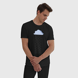 Пижама хлопковая мужская Digital rain, цвет: черный — фото 2