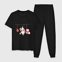 Пижама хлопковая мужская Котик-подарок, цвет: черный