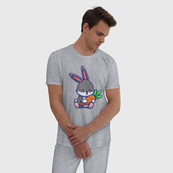 Пижама хлопковая мужская Морковные обнимашки, цвет: меланж — фото 2