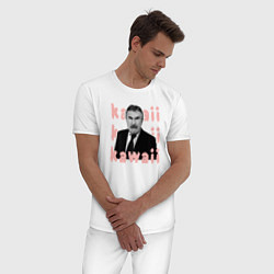 Пижама хлопковая мужская Леонид Каневский милашка, цвет: белый — фото 2