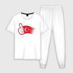 Пижама хлопковая мужская Турецкий лайк, цвет: белый
