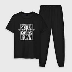 Пижама хлопковая мужская System of a Down metal band, цвет: черный