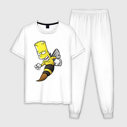 Пижама хлопковая мужская Барт Симпсон шершень - перевоплощение, цвет: белый