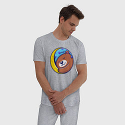 Пижама хлопковая мужская Спящий мишутка, цвет: меланж — фото 2