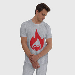 Пижама хлопковая мужская Сердце в огне, цвет: меланж — фото 2
