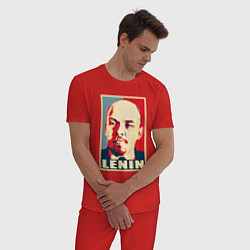 Пижама хлопковая мужская Владимир Ильич Ленин, цвет: красный — фото 2