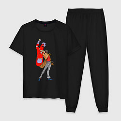 Пижама хлопковая мужская Сосиска Джотаро, цвет: черный