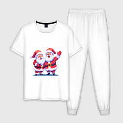 Пижама хлопковая мужская Дед Морозы, цвет: белый