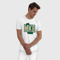 Пижама хлопковая мужская Mke Bucks, цвет: белый — фото 2