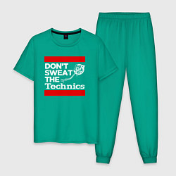 Пижама хлопковая мужская Dont sweat the Technics, цвет: зеленый