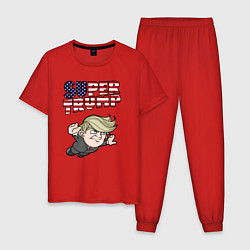 Пижама хлопковая мужская Супер Трамп, цвет: красный