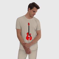 Пижама хлопковая мужская Красная гитара - рок н ролл, цвет: миндальный — фото 2
