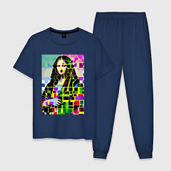 Пижама хлопковая мужская Mona Lisa - mosaic pop art, цвет: тёмно-синий
