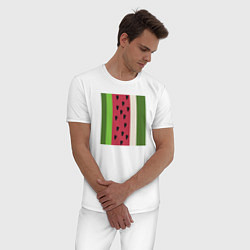 Пижама хлопковая мужская Арбузные полосы, цвет: белый — фото 2