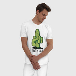 Пижама хлопковая мужская Fucktus, цвет: белый — фото 2
