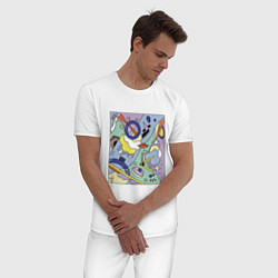 Пижама хлопковая мужская Хаос красок и форм авангардизма, цвет: белый — фото 2