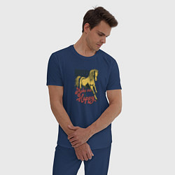 Пижама хлопковая мужская Счастливая лошадь, цвет: тёмно-синий — фото 2